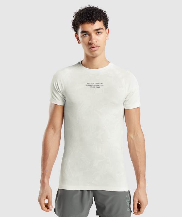 Panske Tricka Gymshark Steve Cook Seamless Biele Svetlo / Siva | EU3895167